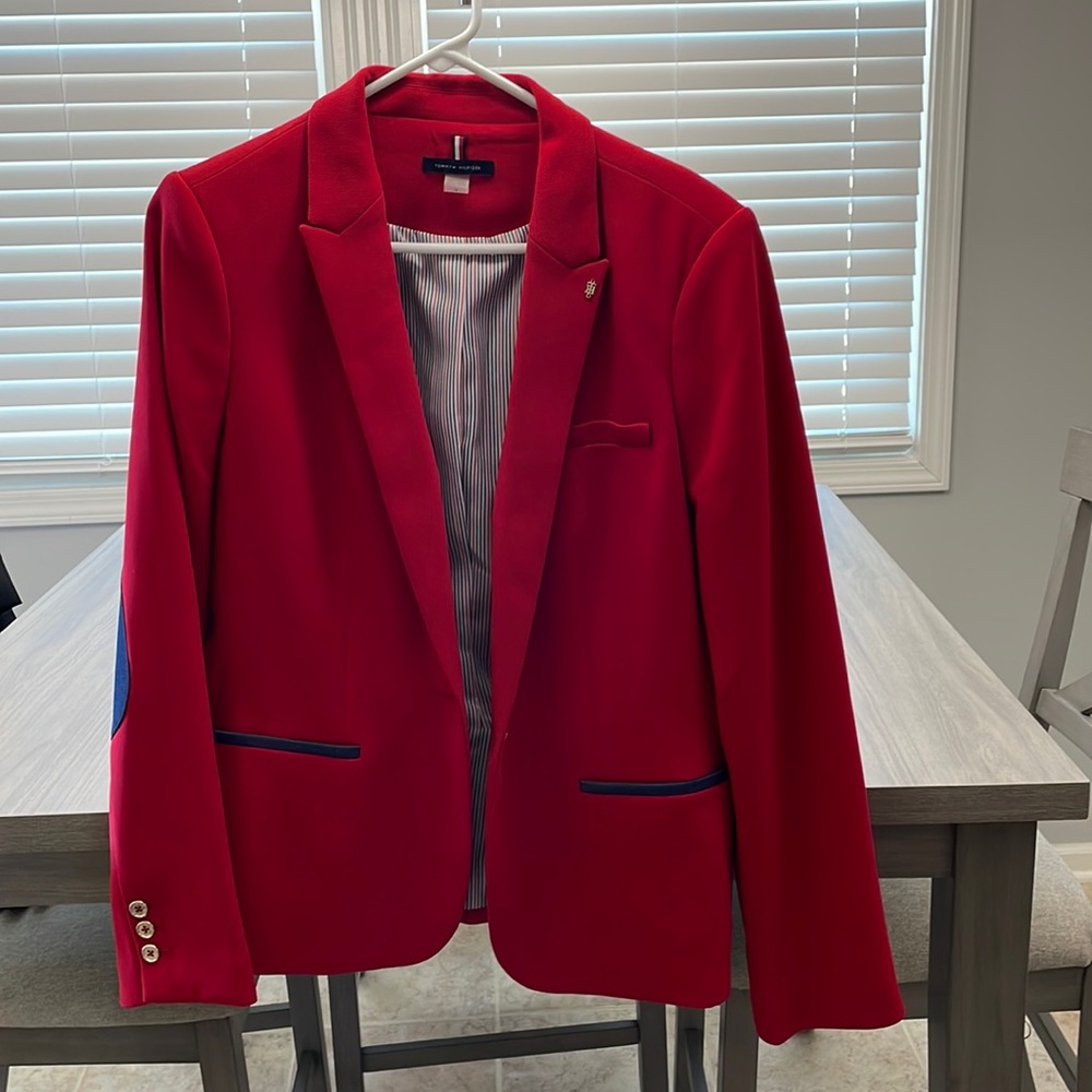 Tommy Hilfiger Red Blazer with Blue Trim - Picture 2 of 7